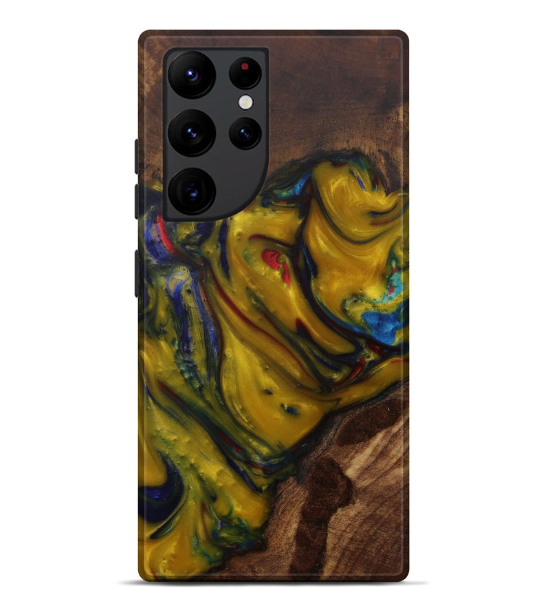 Galaxy S22 Ultra Wood+Resin Live Edge Phone Case - Tiffani (Teal & Gold, 580060)