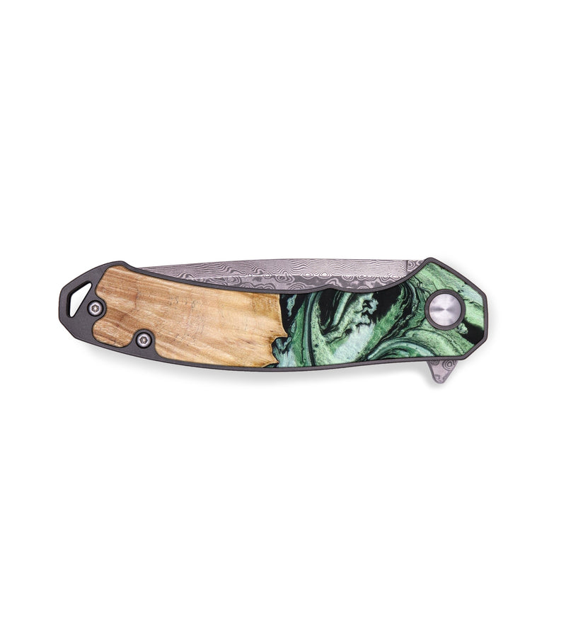 EDC Wood+Resin Pocket Knife - Maddox (Green, 637082)