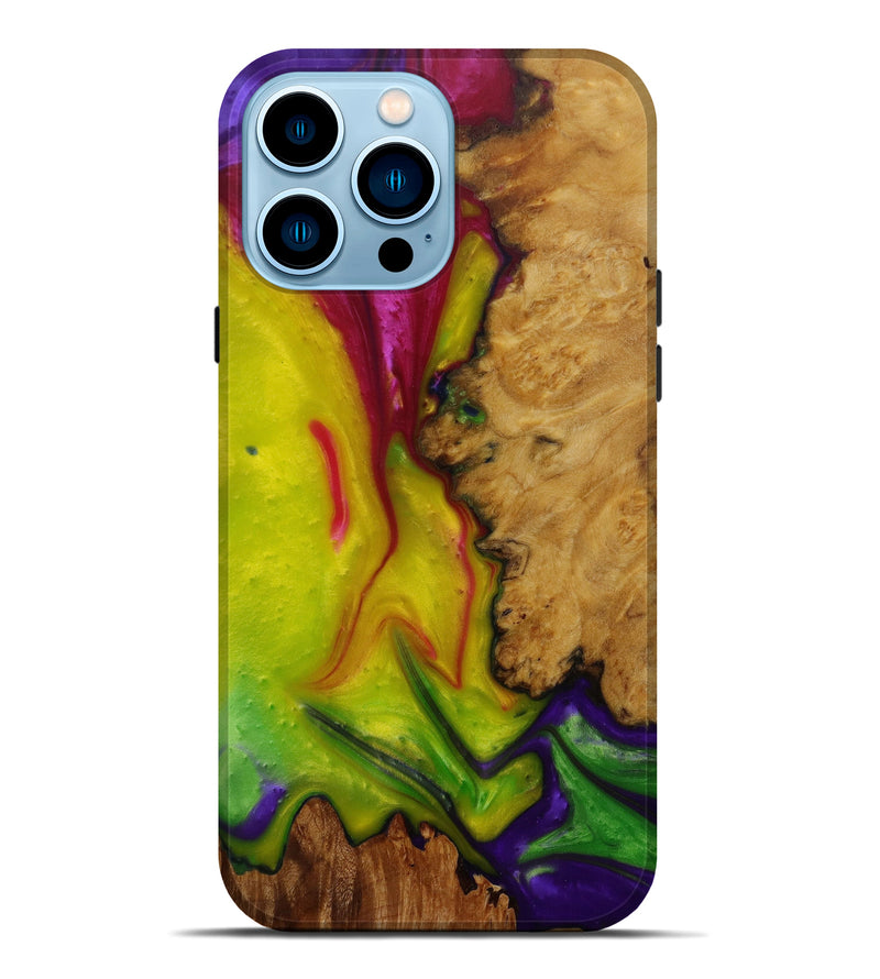 iPhone 14 Pro Max Wood+Resin Live Edge Phone Case - Allianora (Dark Green, 586277)