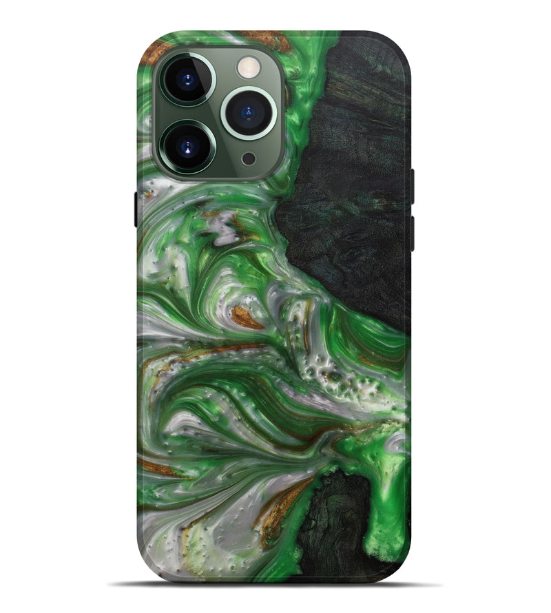 iPhone 13 Pro Max Wood+Resin Live Edge Phone Case - Annice (Dark Green, 571490)