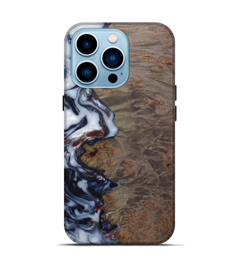 iPhone 14 Pro Wood+Resin Live Edge Phone Case - Ransom (Dark Blue, 585586)