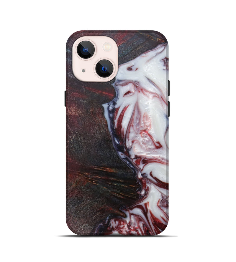 iPhone 13 mini Wood+Resin Live Edge Phone Case - Quinta (Dark Red, 585207)