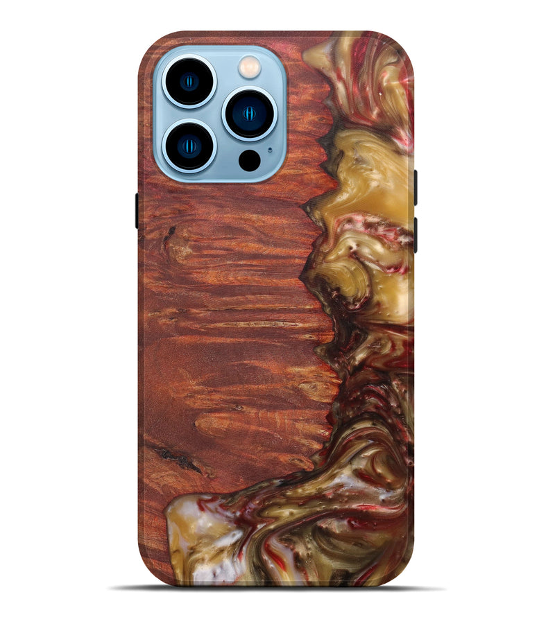 iPhone 14 Pro Max Wood+Resin Live Edge Phone Case - Len (Dark Red, 588691)