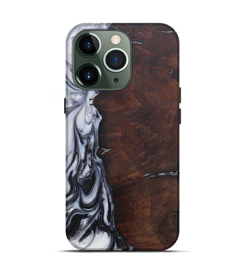 iPhone 13 Pro Wood+Resin Live Edge Phone Case - Hengameh (Black & White, 571533)