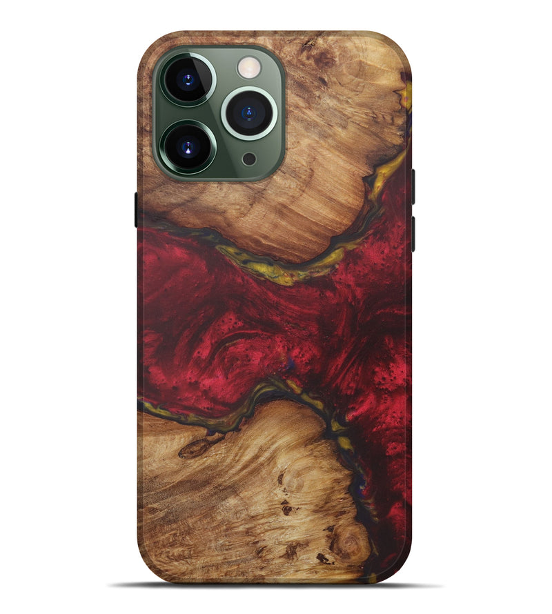 iPhone 13 Pro Max Wood+Resin Live Edge Phone Case - David (Dark Red, 571566)