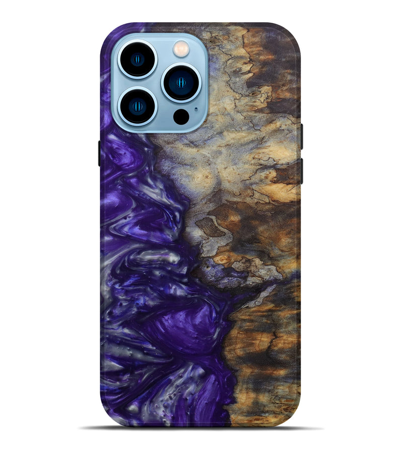 iPhone 14 Pro Max Wood+Resin Live Edge Phone Case - Rico (Purple, 585237)