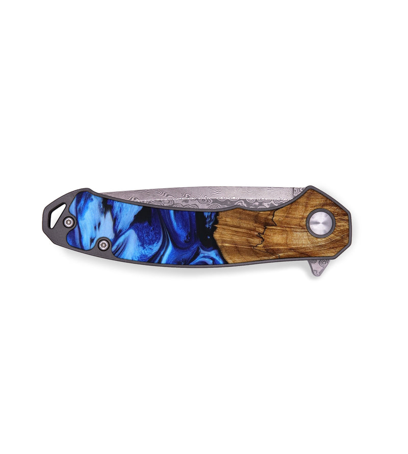 EDC Wood+Resin Pocket Knife - Eunice (Blue, 641527)