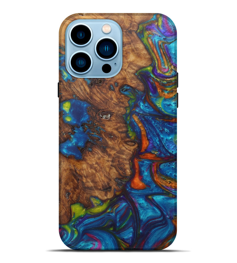 iPhone 14 Pro Max Wood+Resin Live Edge Phone Case - Shannon (Light Blue, 586731)