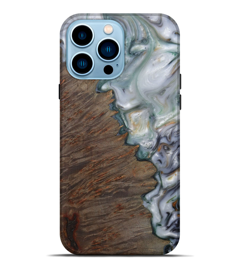 iPhone 14 Pro Max Wood+Resin Live Edge Phone Case - Georges (Dark Green, 586085)
