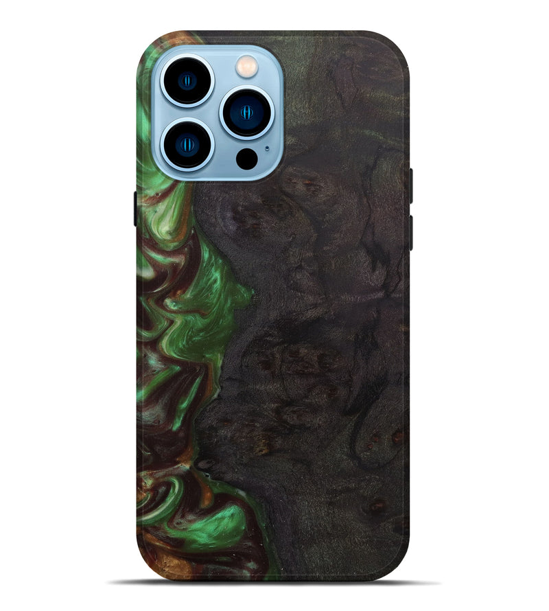 iPhone 14 Pro Max Wood+Resin Live Edge Phone Case - Butch (Dark Green, 582848)