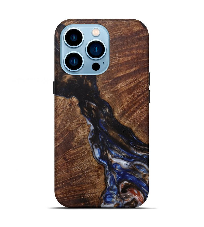 iPhone 14 Pro Wood+Resin Live Edge Phone Case - Mike (Dark Blue, 585571)