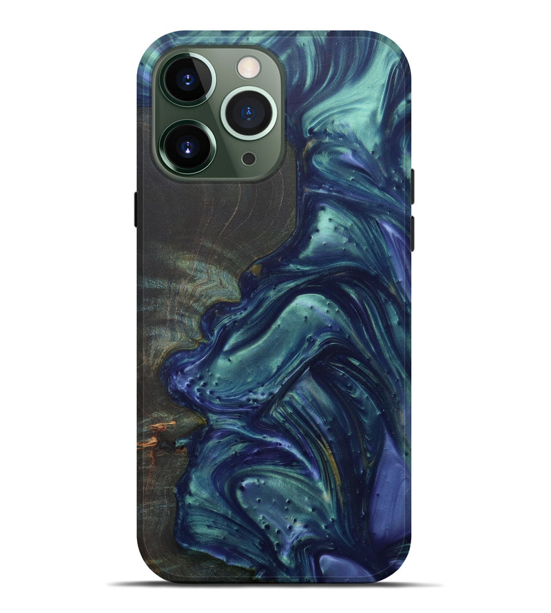 iPhone 13 Pro Max Wood+Resin Live Edge Phone Case - Amandie (Light Blue, 588660)