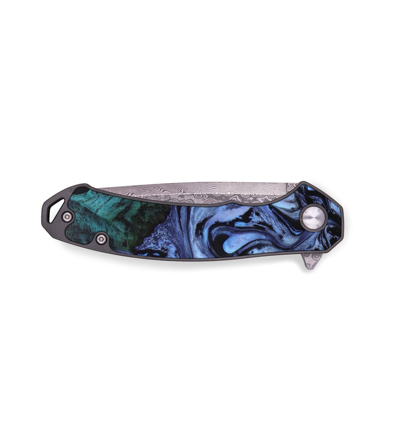 EDC Wood+Resin Pocket Knife - Jaelyn (Blue, 642621)