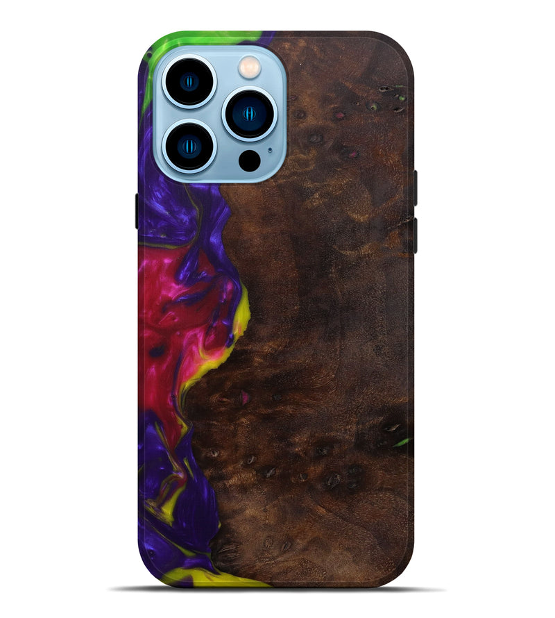 iPhone 14 Pro Max Wood+Resin Live Edge Phone Case - Dimitra (Purple, 585607)