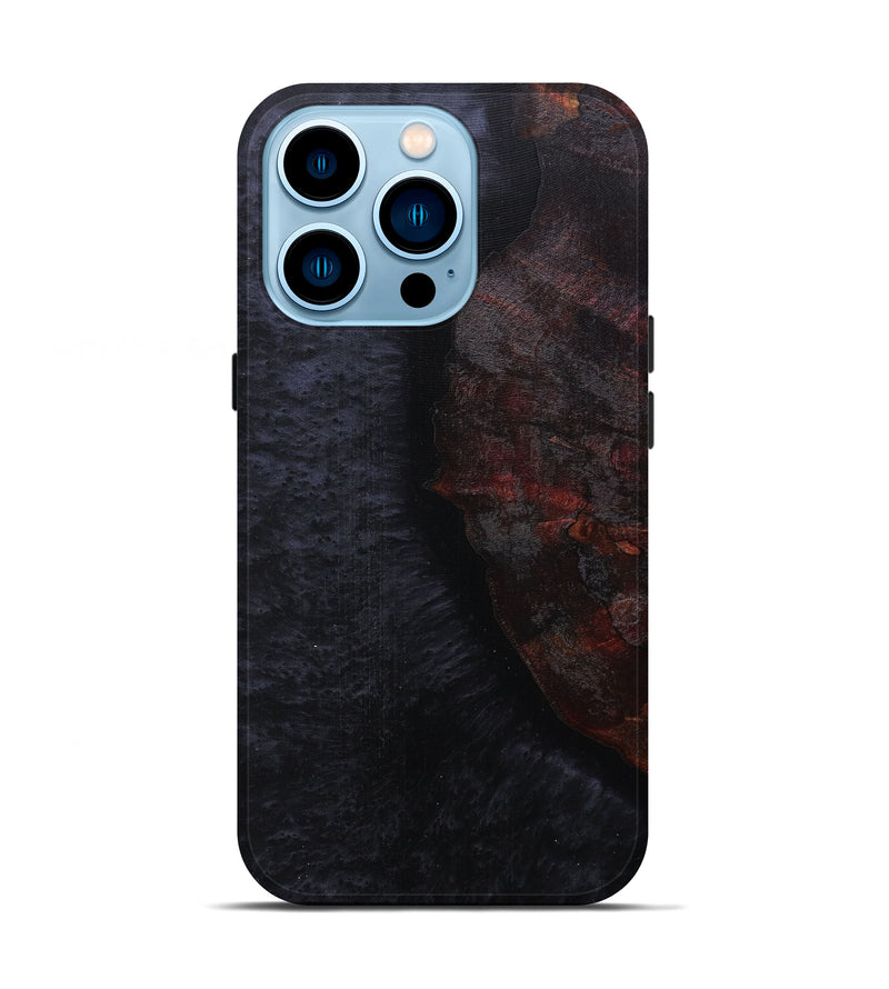 iPhone 14 Pro Wood+Resin Live Edge Phone Case - Kwok (Pure Black, 589807)