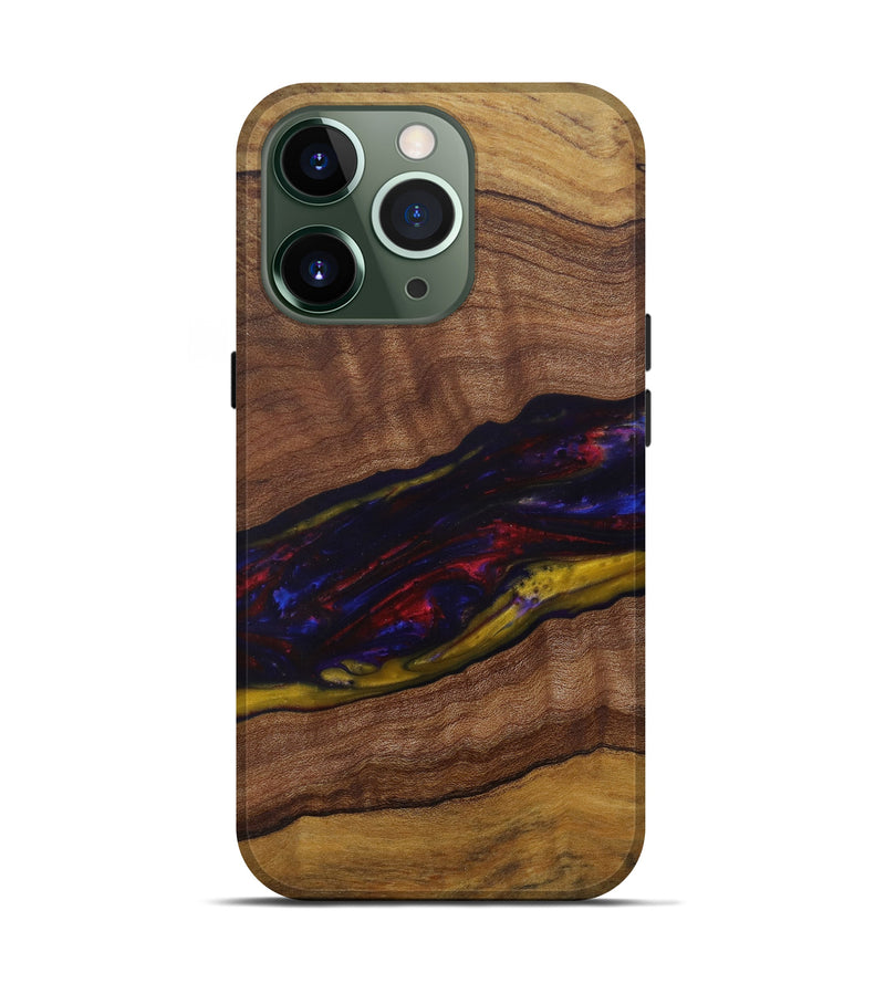 iPhone 13 Pro Wood+Resin Live Edge Phone Case - Nawa (Dark Red, 580057)