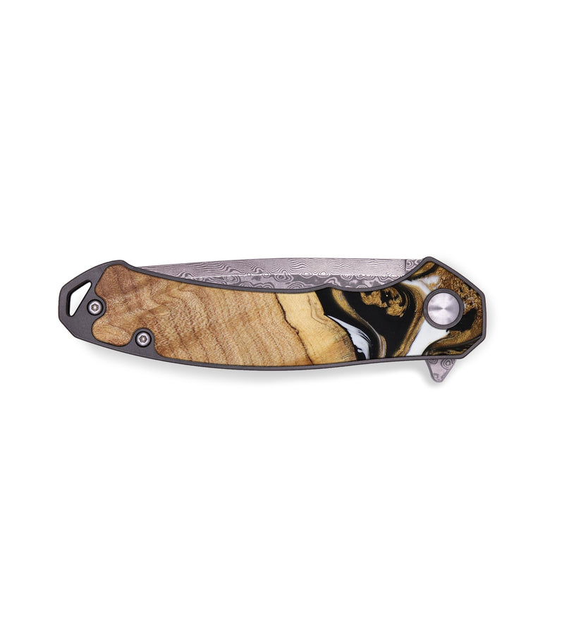 EDC Wood+Resin Pocket Knife - Winston (Black & White, 643082)