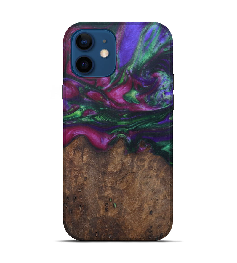 iPhone 12 Wood+Resin Live Edge Phone Case - Rheta (Dark Green, 576750)