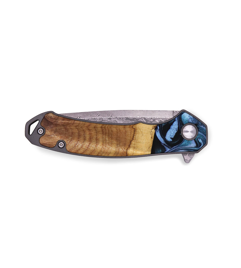 EDC Wood+Resin Pocket Knife - Jennifer (Blue, 641876)
