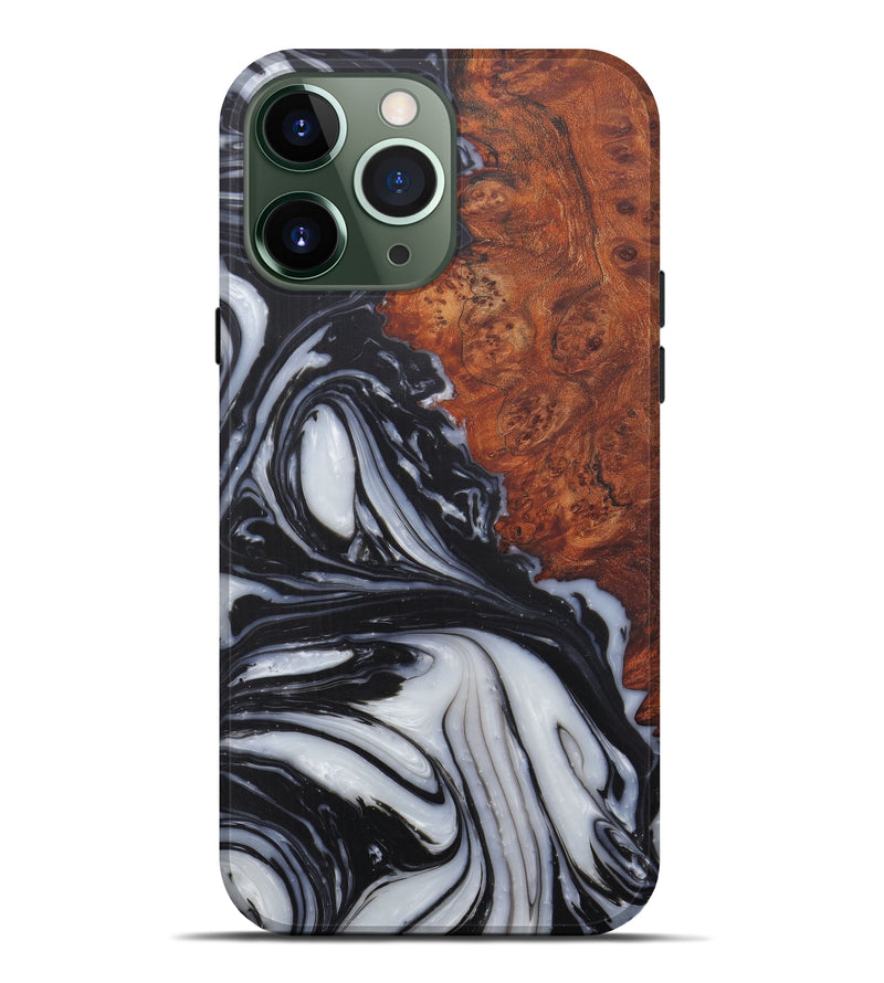 iPhone 13 Pro Max Wood+Resin Live Edge Phone Case - Loretta (Black & White, 576798)