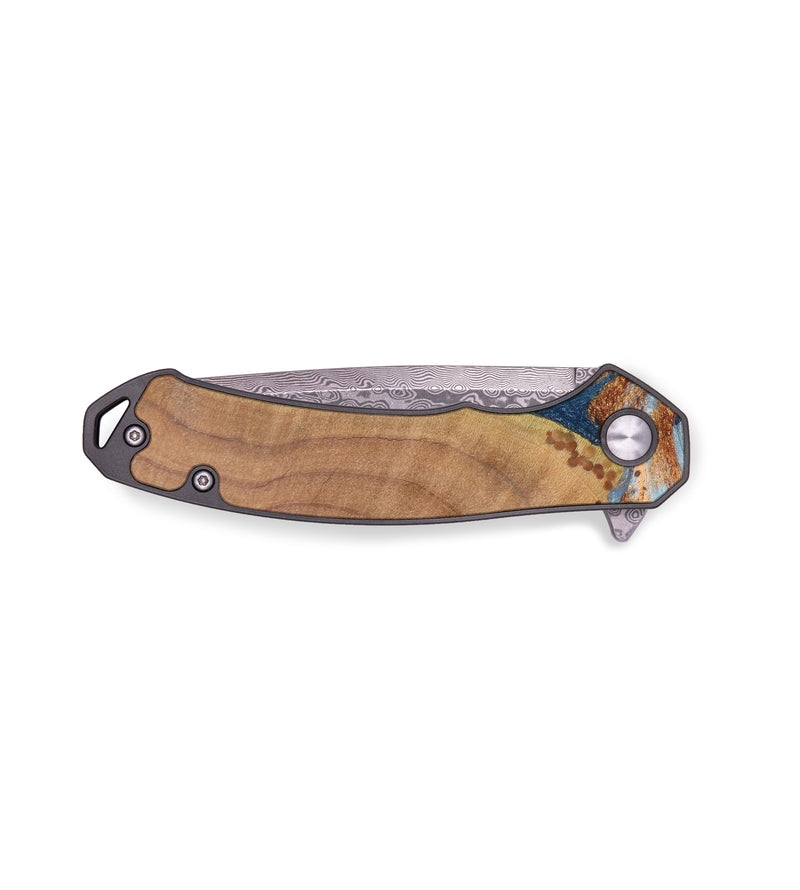 EDC Wood+Resin Pocket Knife - Carolina (Teal & Gold, 637112)