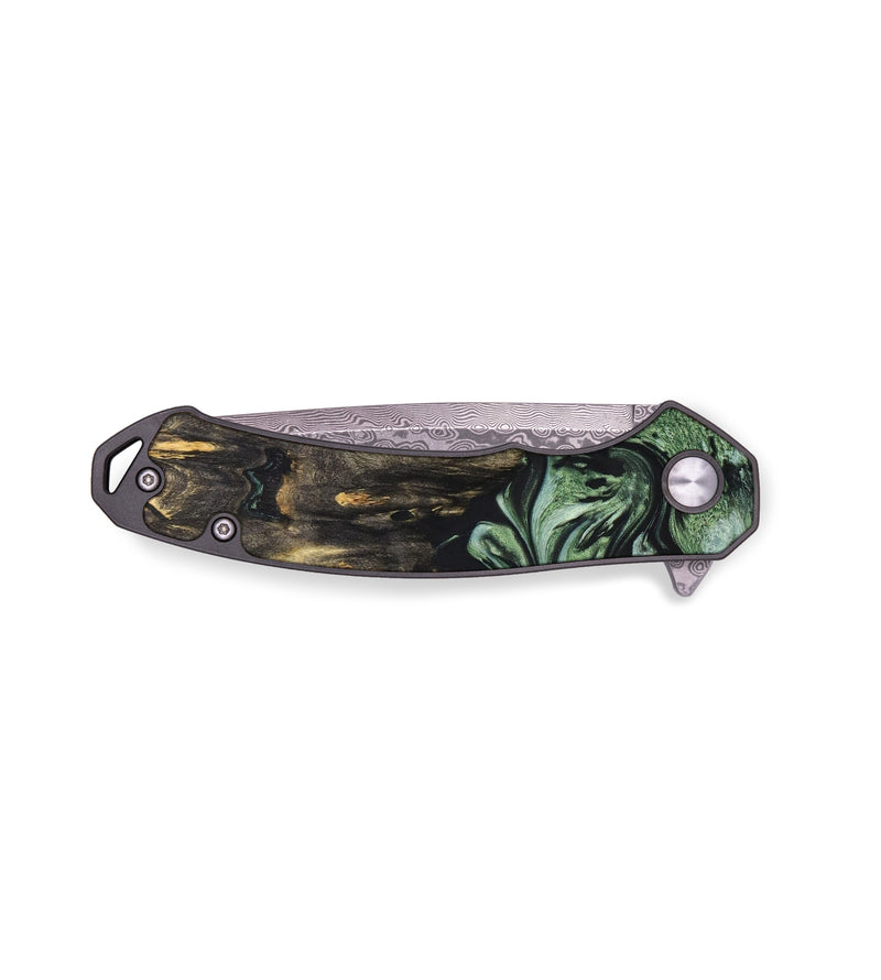 EDC Wood+Resin Pocket Knife - Micah (Green, 640348)