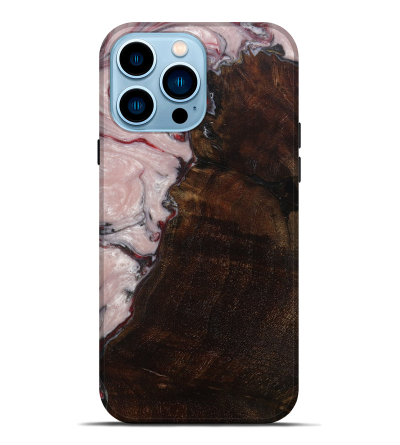 iPhone 14 Pro Max Wood+Resin Live Edge Phone Case - Tracey (Dark Red, 588732)
