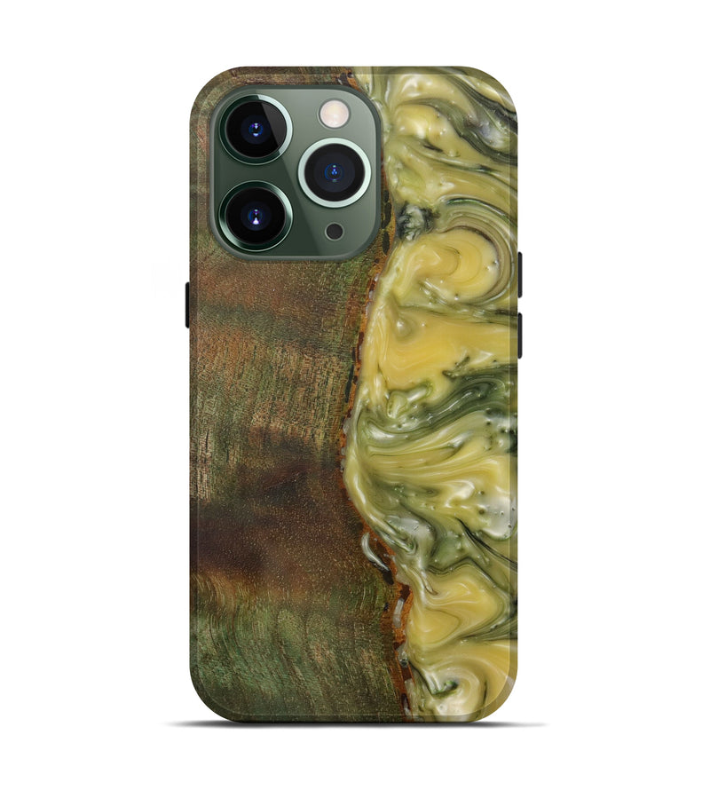 iPhone 13 Pro Wood+Resin Live Edge Phone Case - Thea (Dark Green, 588668)