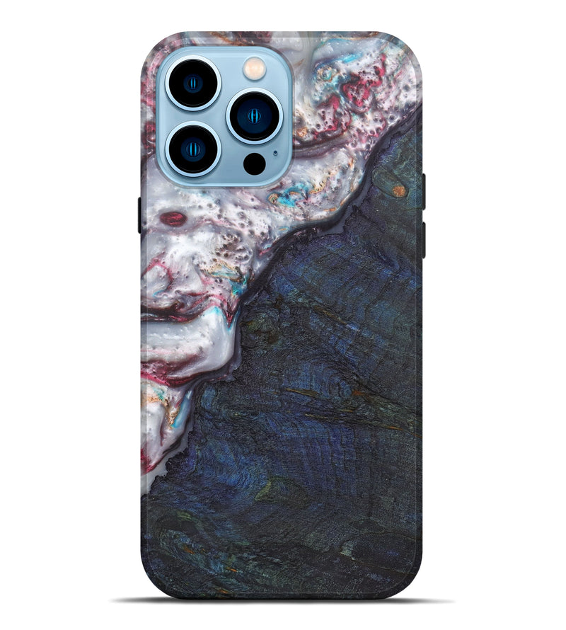 iPhone 14 Pro Max Wood+Resin Live Edge Phone Case - Cindi (Dark Red, 588686)