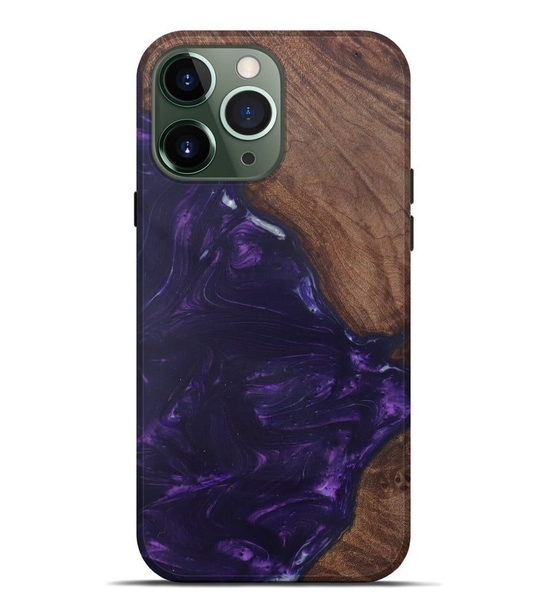 iPhone 13 Pro Max Wood+Resin Live Edge Phone Case - Gillian (Purple, 580667)