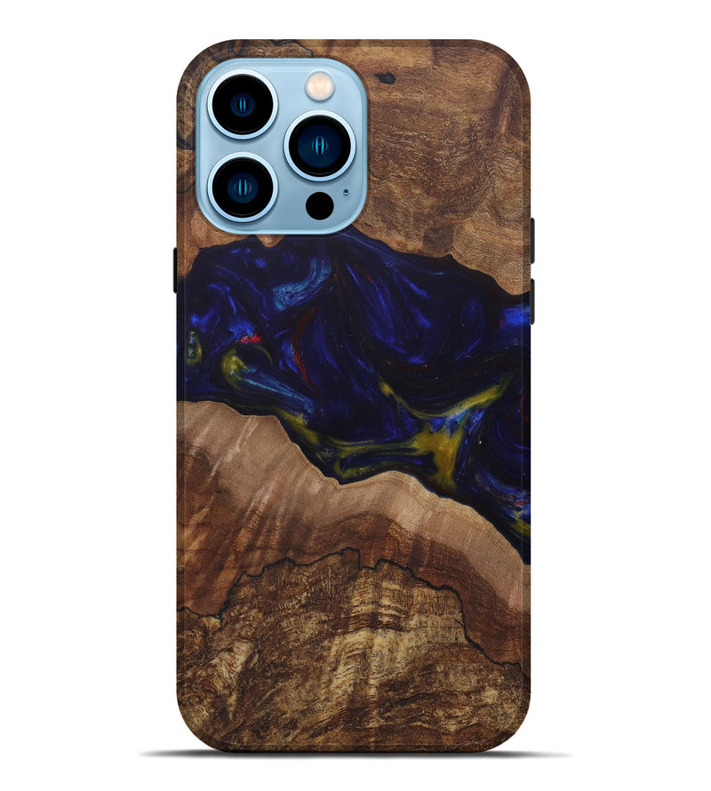 iPhone 14 Pro Max Wood+Resin Live Edge Phone Case - Fidelity (Dark Blue, 580065)