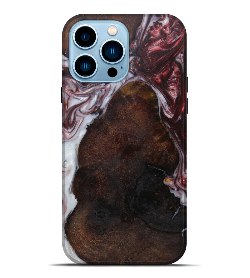 iPhone 14 Pro Max Wood+Resin Live Edge Phone Case - Svend (Dark Red, 585234)