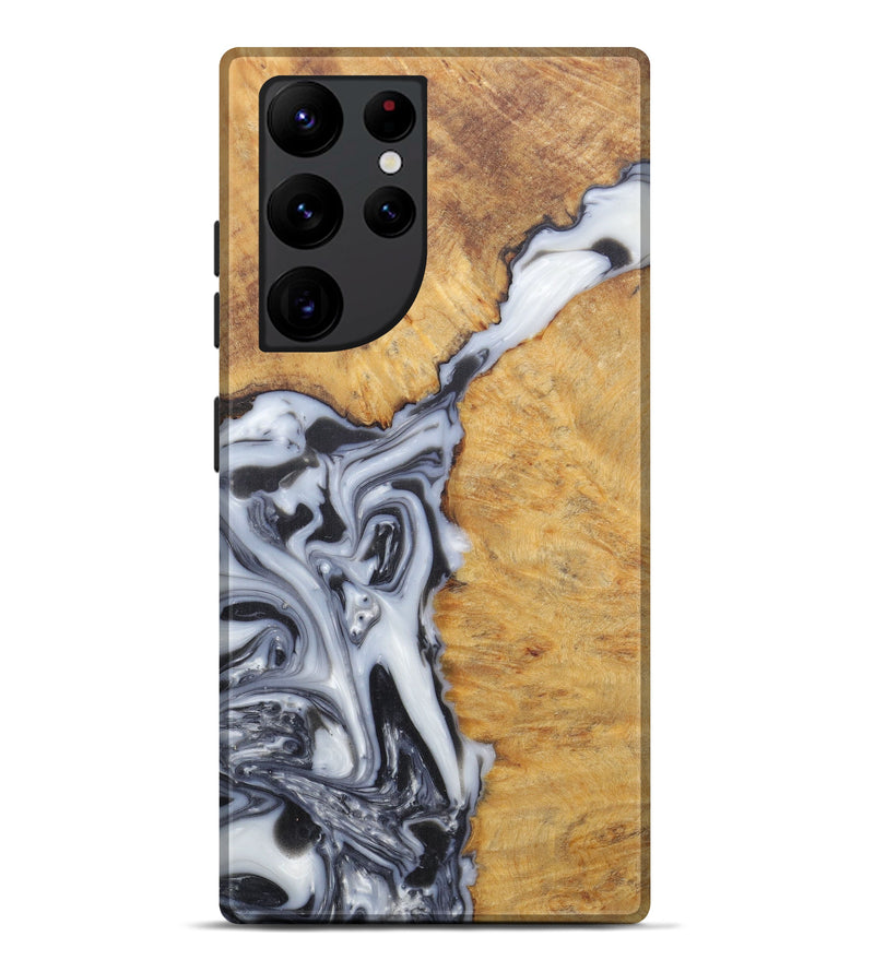 Galaxy S22 Ultra Wood+Resin Live Edge Phone Case - Pamela (Black & White, 574860)