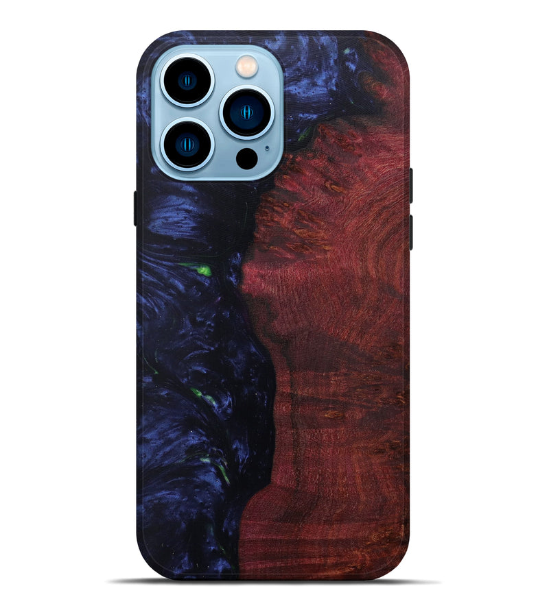 iPhone 14 Pro Max Wood+Resin Live Edge Phone Case - Marlaine (Dark Blue, 590039)