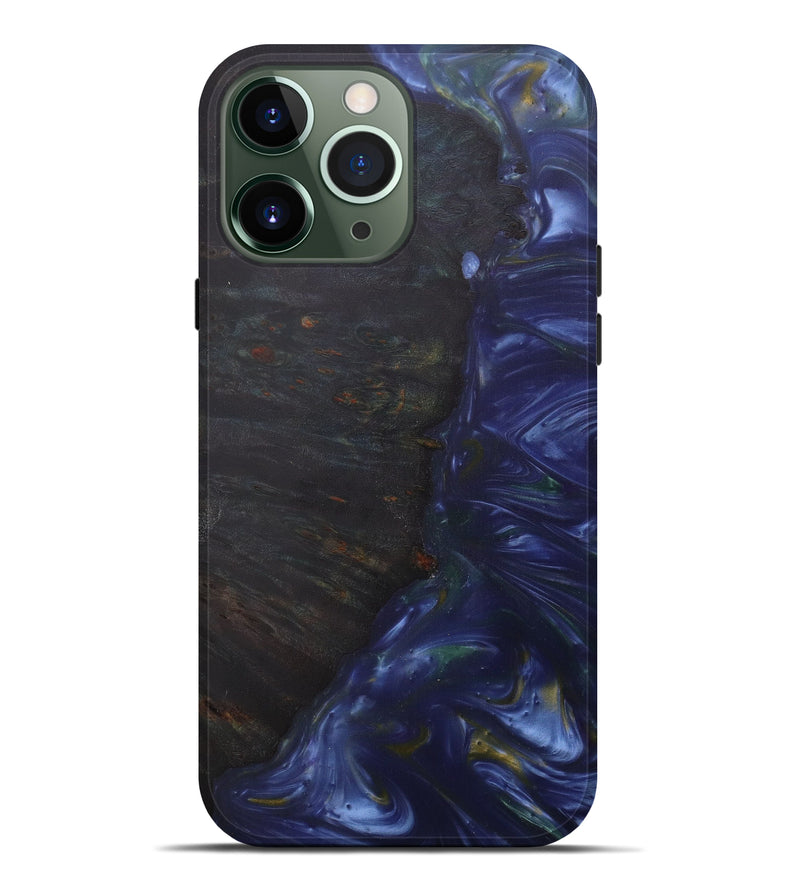 iPhone 13 Pro Max Wood+Resin Live Edge Phone Case - Ramesh (Dark Blue, 575525)