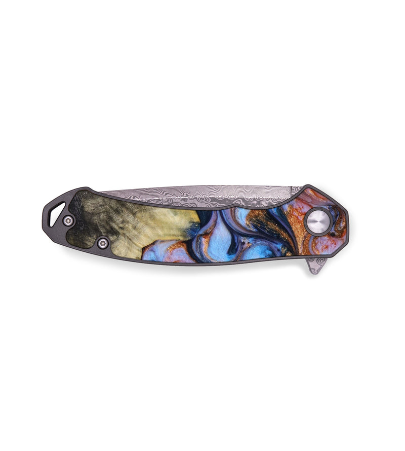 EDC Wood+Resin Pocket Knife - Virginia (Teal & Gold, 642630)
