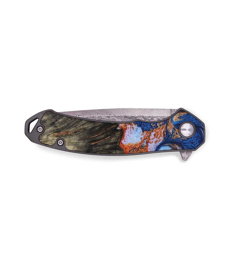 EDC Wood+Resin Pocket Knife - Beau (Teal & Gold, 639978)