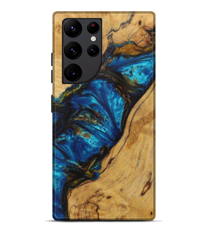 Galaxy S22 Ultra Wood+Resin Live Edge Phone Case - Ranson (Teal & Gold, 586100)