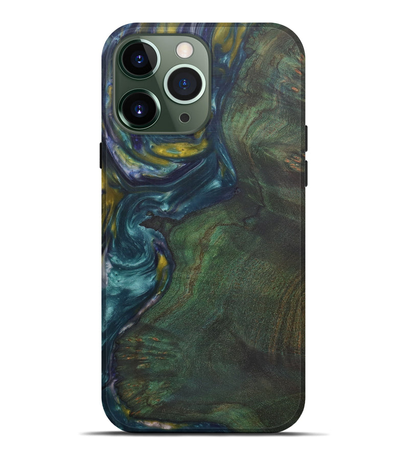 iPhone 13 Pro Max Wood+Resin Live Edge Phone Case - Simeon (Dark Green, 576749)