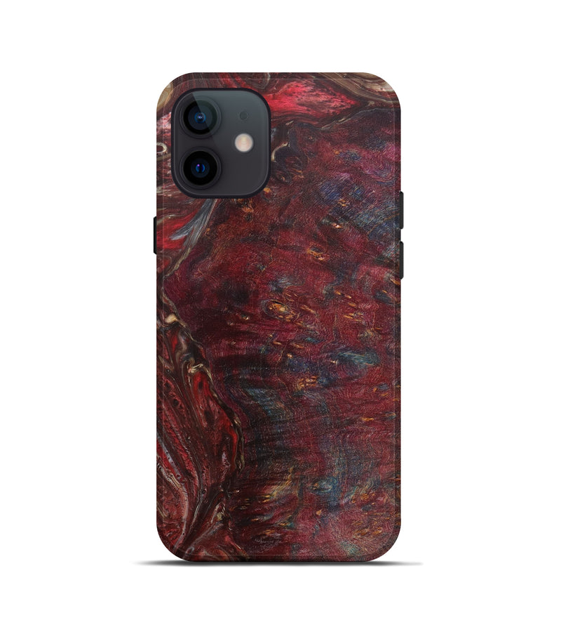 iPhone 12 mini Wood+Resin Live Edge Phone Case - Ijff (Dark Red, 571527)