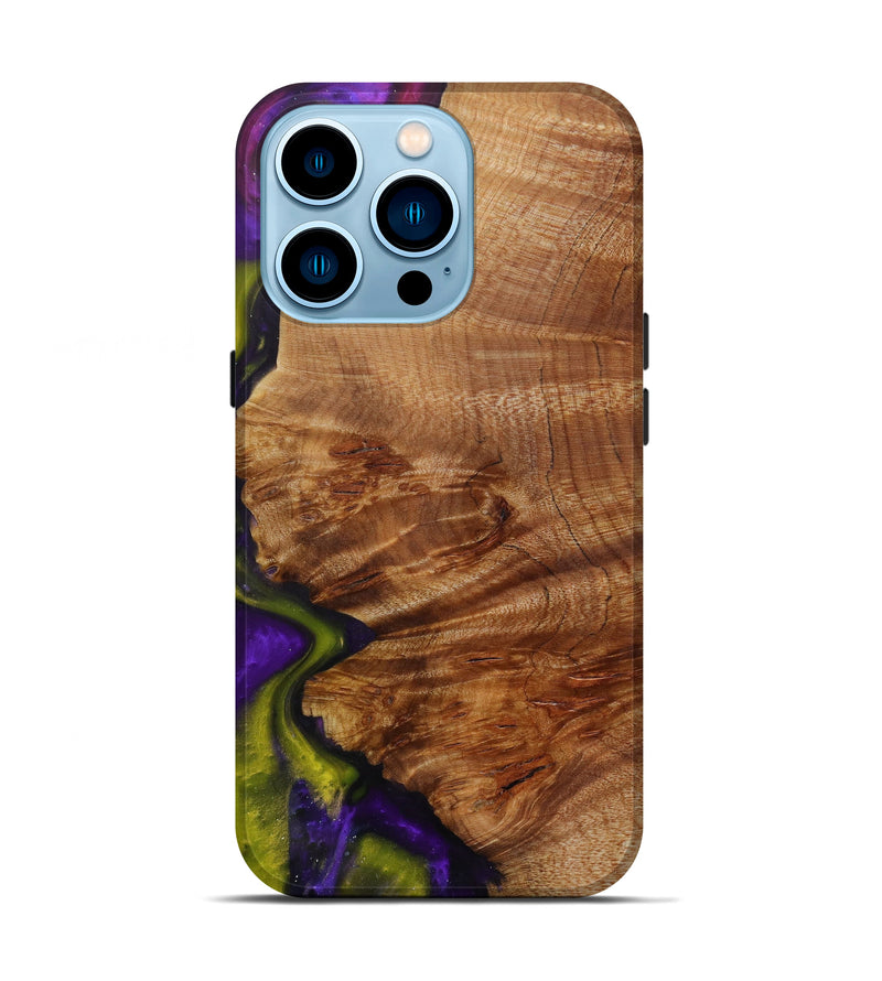iPhone 14 Pro Wood+Resin Live Edge Phone Case - Kishore (Purple, 585615)