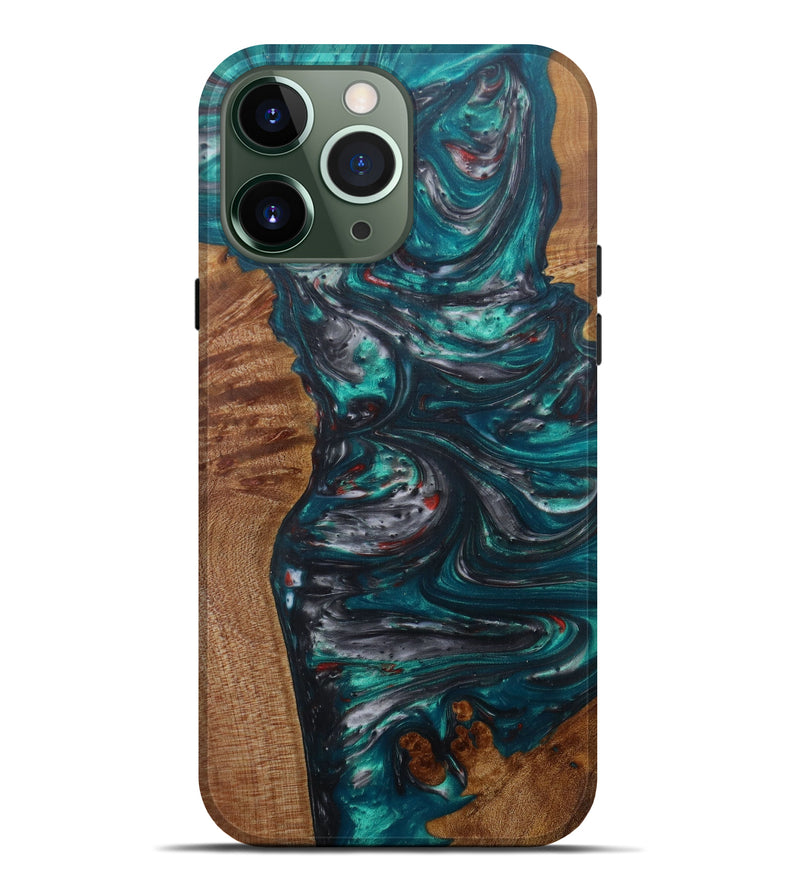 iPhone 13 Pro Max Wood+Resin Live Edge Phone Case - Ramses (Light Blue, 582880)