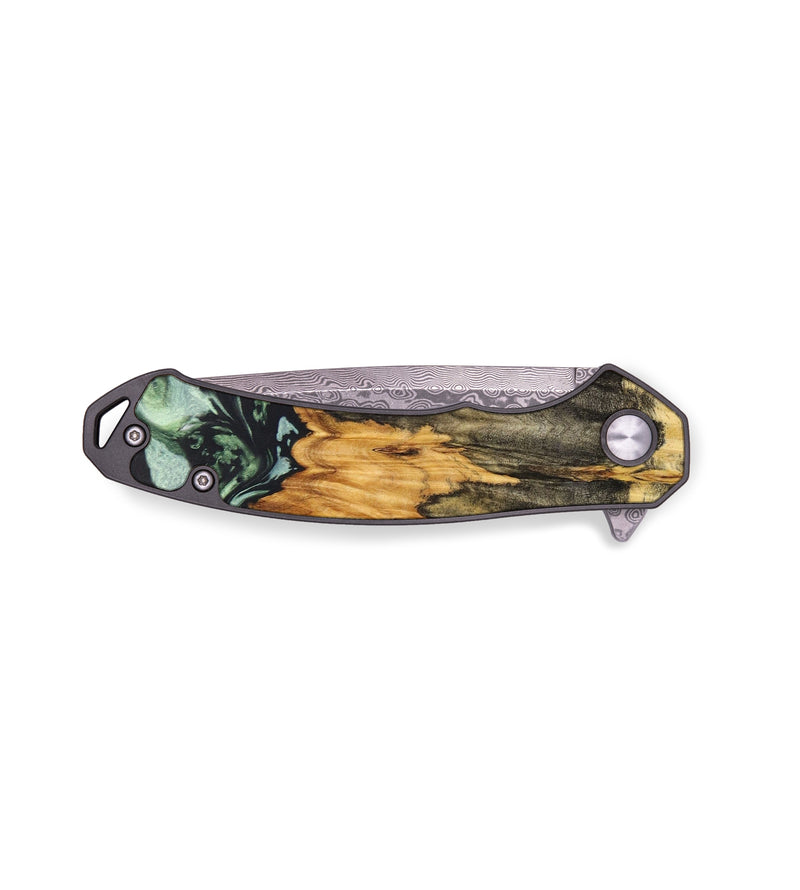 EDC Wood+Resin Pocket Knife - Kaitlyn (Green, 640344)