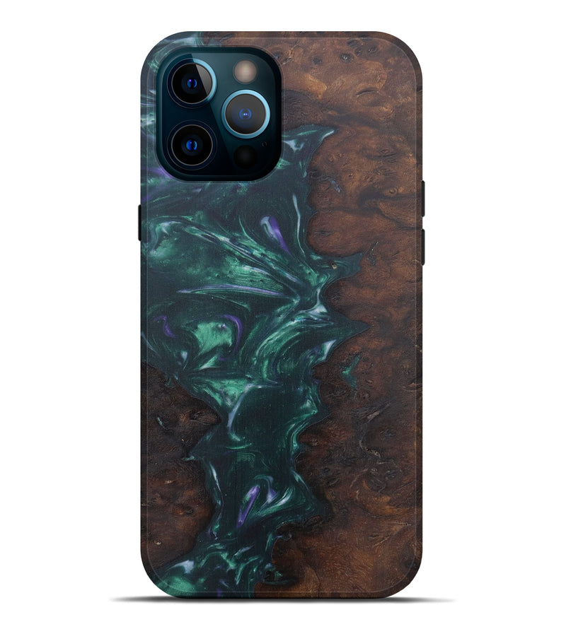 iPhone 12 Pro Max Wood+Resin Live Edge Phone Case - Reyaud (Dark Green, 574864)