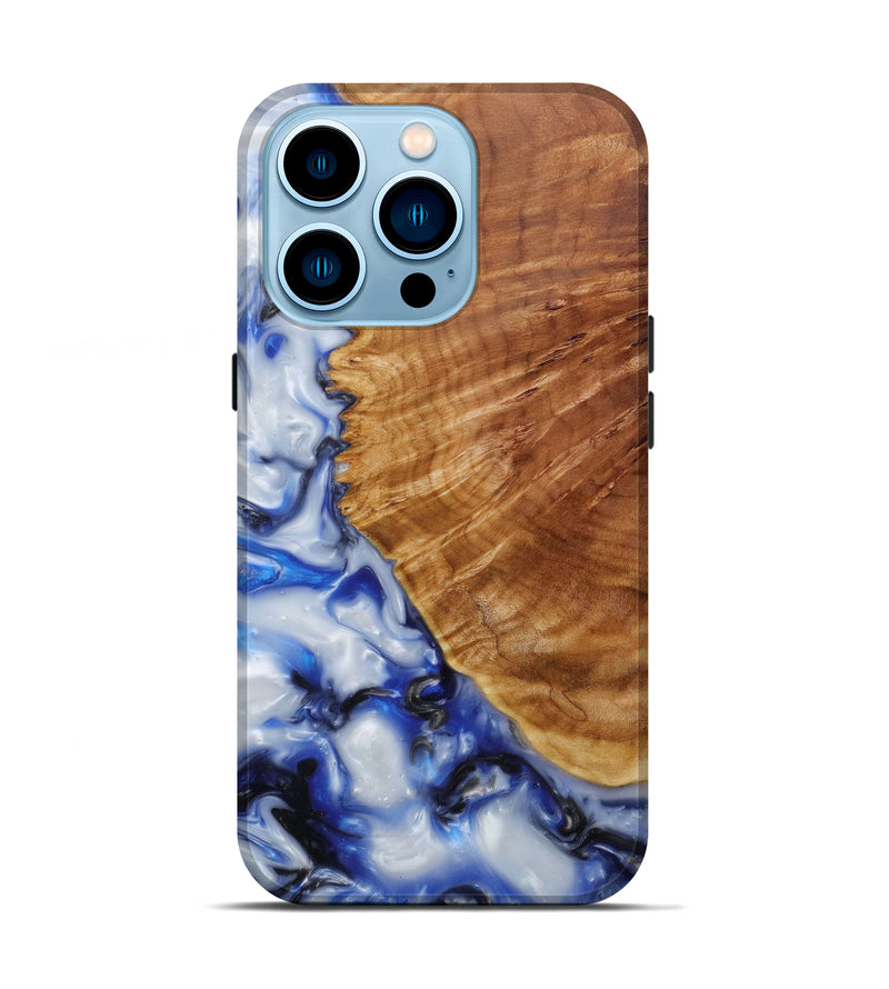 iPhone 14 Pro Wood+Resin Live Edge Phone Case - Randall (Light Blue, 586745)