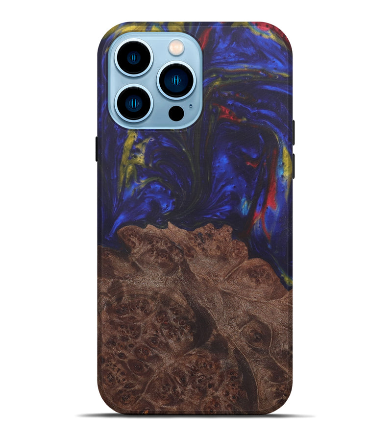 iPhone 14 Pro Max Wood+Resin Live Edge Phone Case - Sherie (Dark Blue, 579170)