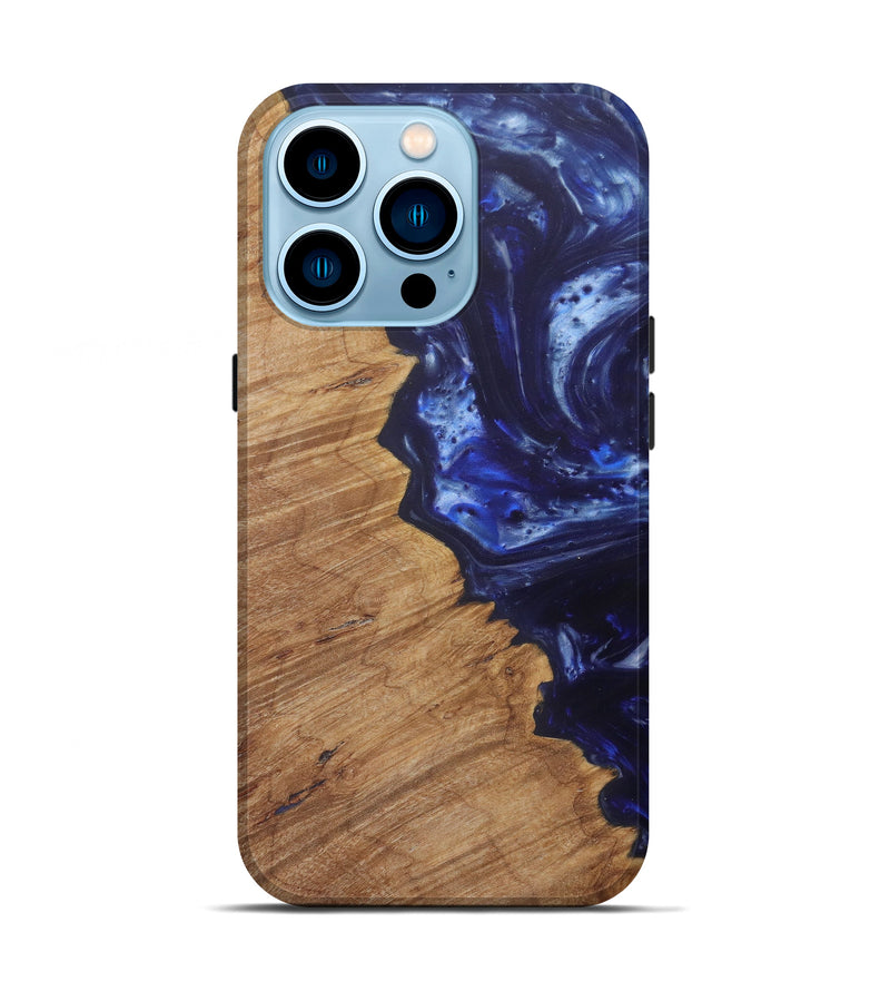 iPhone 14 Pro Wood+Resin Live Edge Phone Case - Anatoly (Dark Blue, 581676)