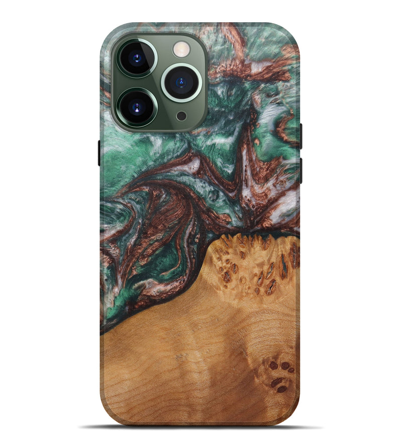 iPhone 13 Pro Max Wood+Resin Live Edge Phone Case - Moira (Dark Green, 576755)