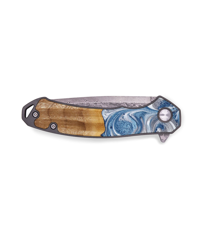 EDC Wood+Resin Pocket Knife - Shaun (Blue, 641867)