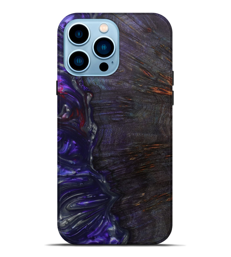 iPhone 14 Pro Max Wood+Resin Live Edge Phone Case - Fiona (Purple, 585221)